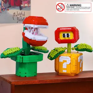 Compatible Lego Mario Carnivorous Plant Flame Flower Building Toy, Creative Model Display Piece, Trendy Play Figure