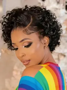Short Bob Wig Pixie Cut Curly Human Hair Wig for Women, 13x4x1 Lace Closure, Deep Wave Lace Wig, Stylish and Natural Look