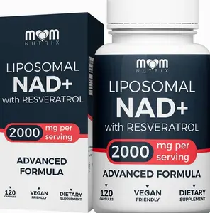 Liposomal NAD Supplement with Resveratrol - High Purity NAD Plus 2000 mg, 120 Capsules, Made in The USA - NMN Alternative
