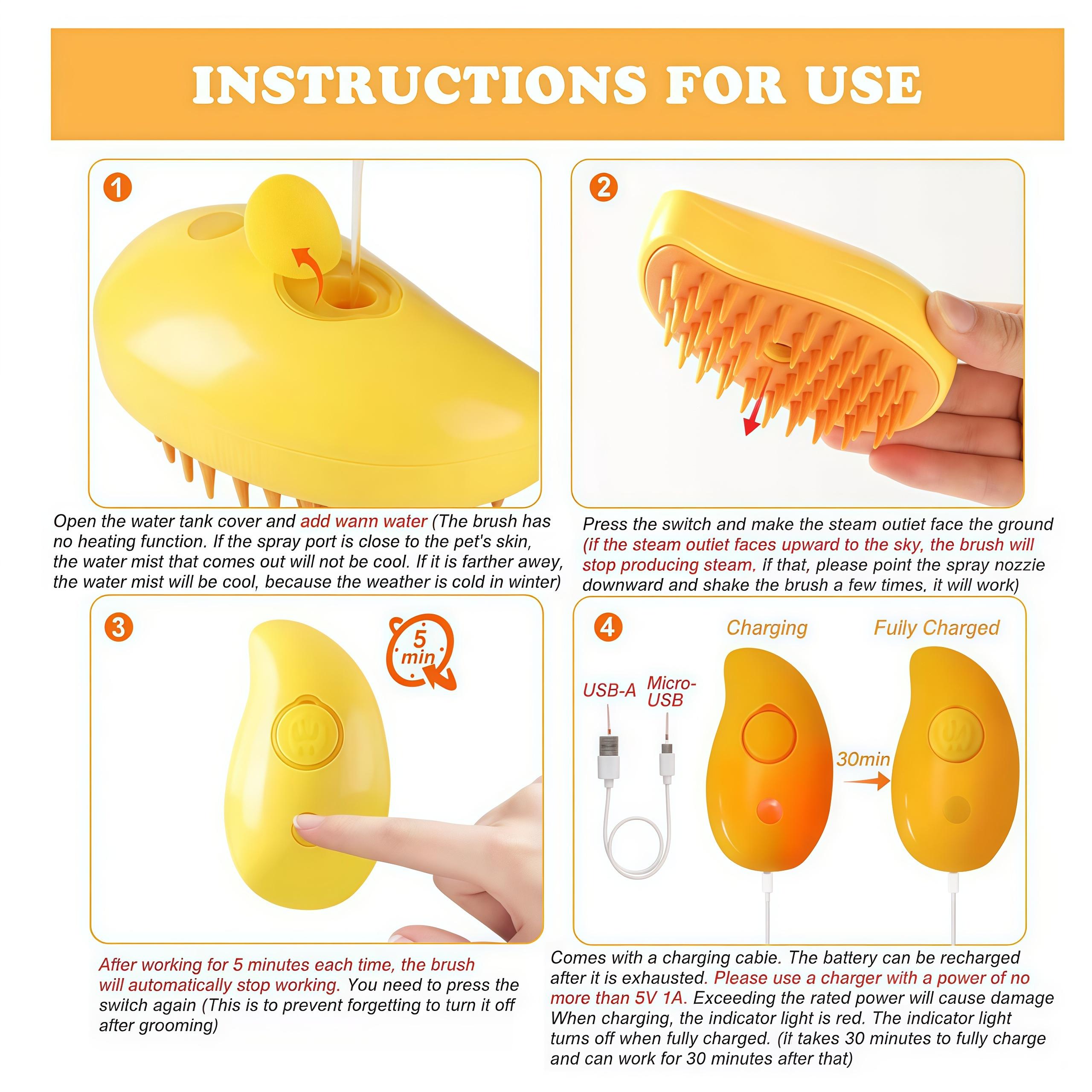 3 in 1 Pet Steam Brush with Mist Anti-Static Spray,Steamy Cat/Dog Brush Cat Steam Brush Pet Hair Brush with Mist Anti-Static Spray,Pet Hair Removal Brush, Pet Grooming Tool for Dog & Cat, Cat Hair Brush for Removing Tangles and Loose Hair, Shedding Brush