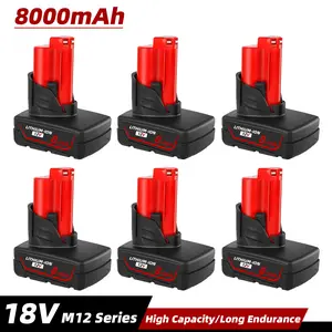 8.0Ah 12V High Capacity Lithium Replacement Battery for Milwaukee M12 - Fits 48-11-2401/2402/2420 Long Runtime
