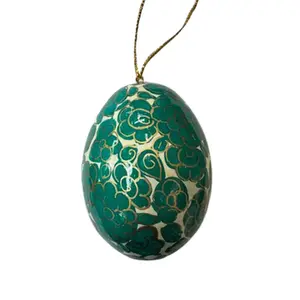Blue Paper Mache Egg Ornament
