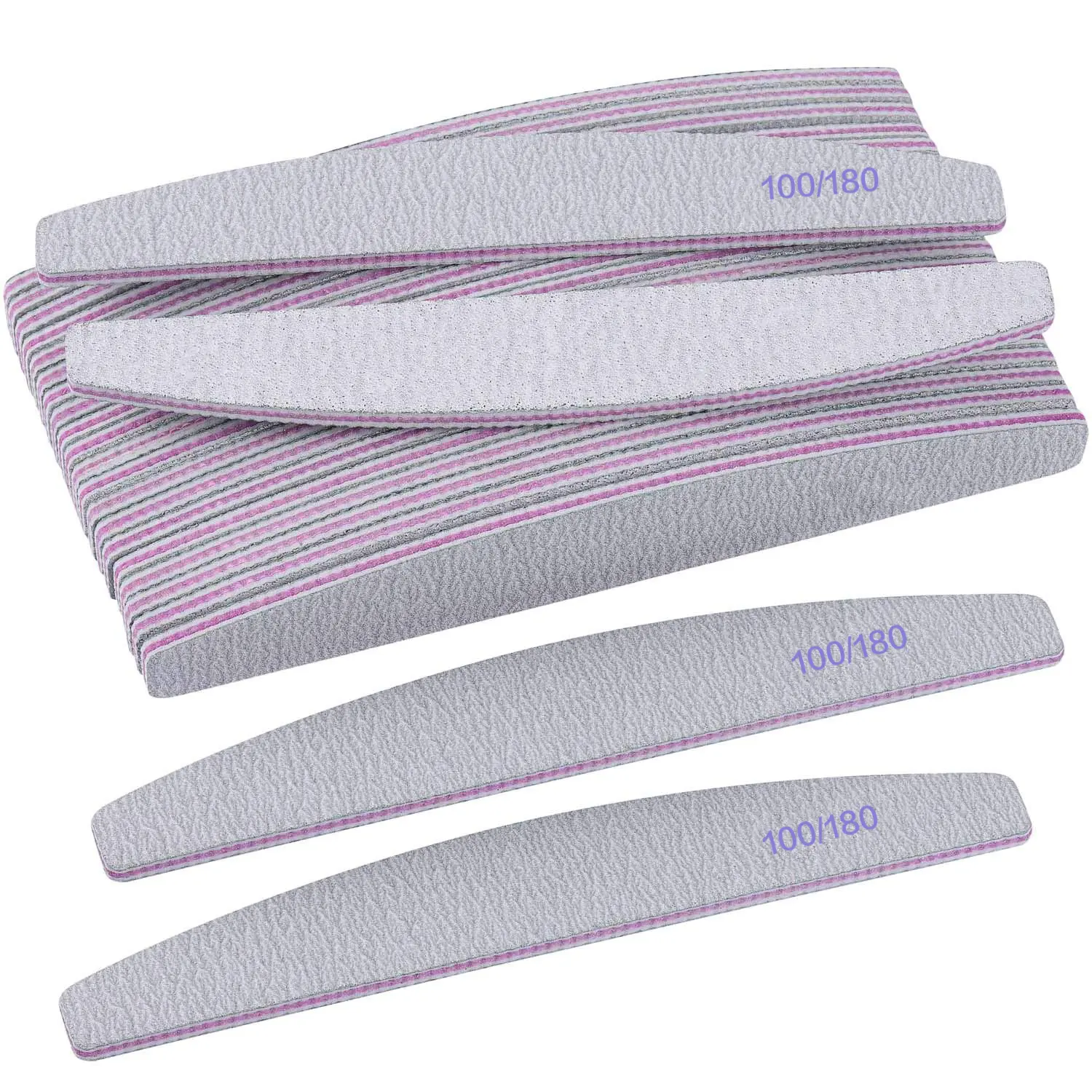 20Pcs 100/180 Grit Nail File and Buffer Professional Double-Sided Emery Boards for Acrylic, Gel & Natural Nails