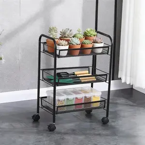 3-Tier Mesh Rolling Cart | Movable Utility Organizer for Kitchen, Office & Bathroom | Easy to Clean & 360° Rolling Wheels