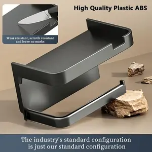 1 piece of non punched toilet paper holder, toilet paper roll holder, wall mounted toilet paper holder, bathroom paper holder with phone holder, high-strength plastic material, ideal bathroom, kitchen, and shopping mall supplies, home decoration