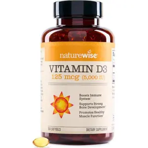 NatureWise Vitamin D3 5000iu (125 mcg) 1 Year Supply for Immune Support, Healthy Muscle Function, and Bone Health, Gluten Free in Organic Extra Virgin Olive Oil, (Mini Softgel), 360 Count