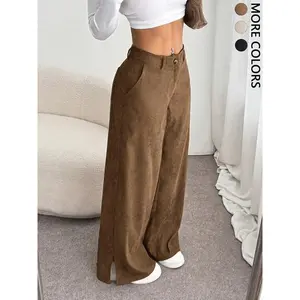 Women's casual pants retro high-end split wide leg loose corduroy pants, comfortable and fashionable, very suitable for daily wearRAIMENTRY