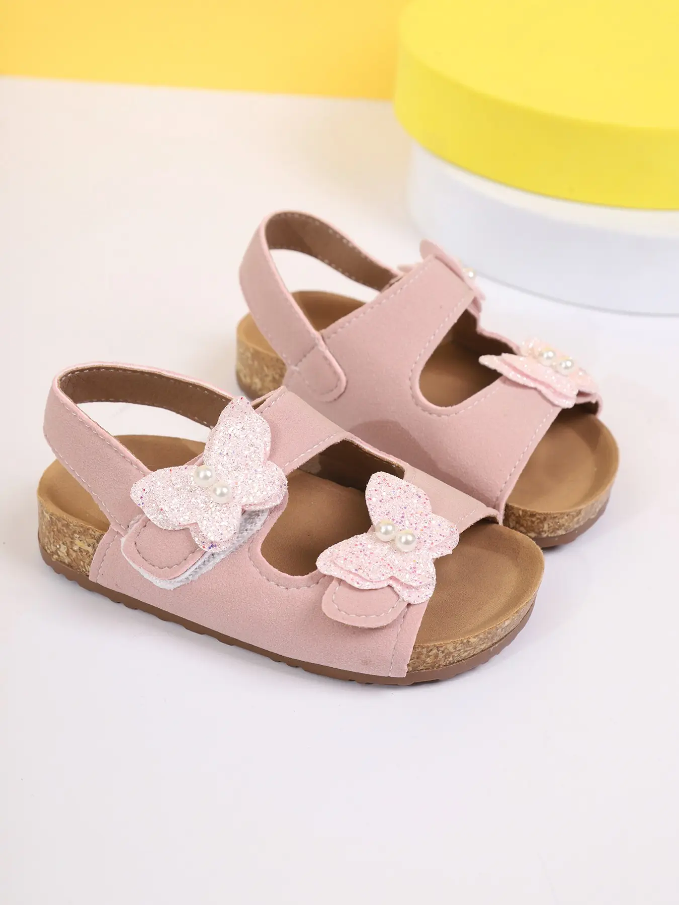 Girls' Butterfly Soft Sole PU Sandals, 2026 Summer New Arrival, Kids Velcro Beach Shoes, Baby Anti-Slip Breathable Princess Shoes, Trendy Summer Style Sandals