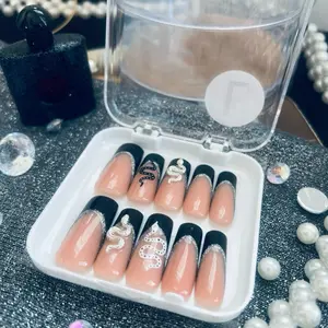 10 pieces handmade press on nails with 3-D charms and nail piercing