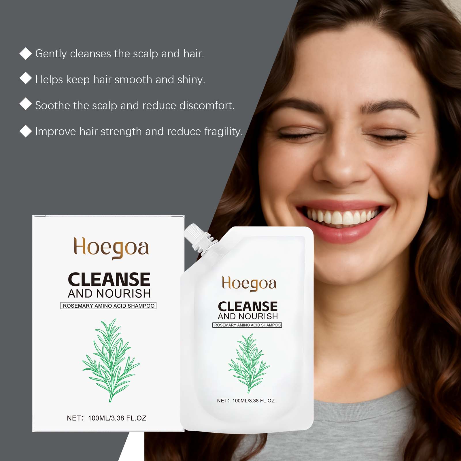 Hoegoa Rosemary Amino Acid Shampoo 100ml - Refreshing Gentle Cleansing Smooth Lustrous Rich Foam for Daily Care & Nourish