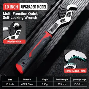 10-Inch Quick Self-Locking Wrench,Multi-Function Adjustable Pipe Wrenchfor Plumbing, Auto Repair & Home Use