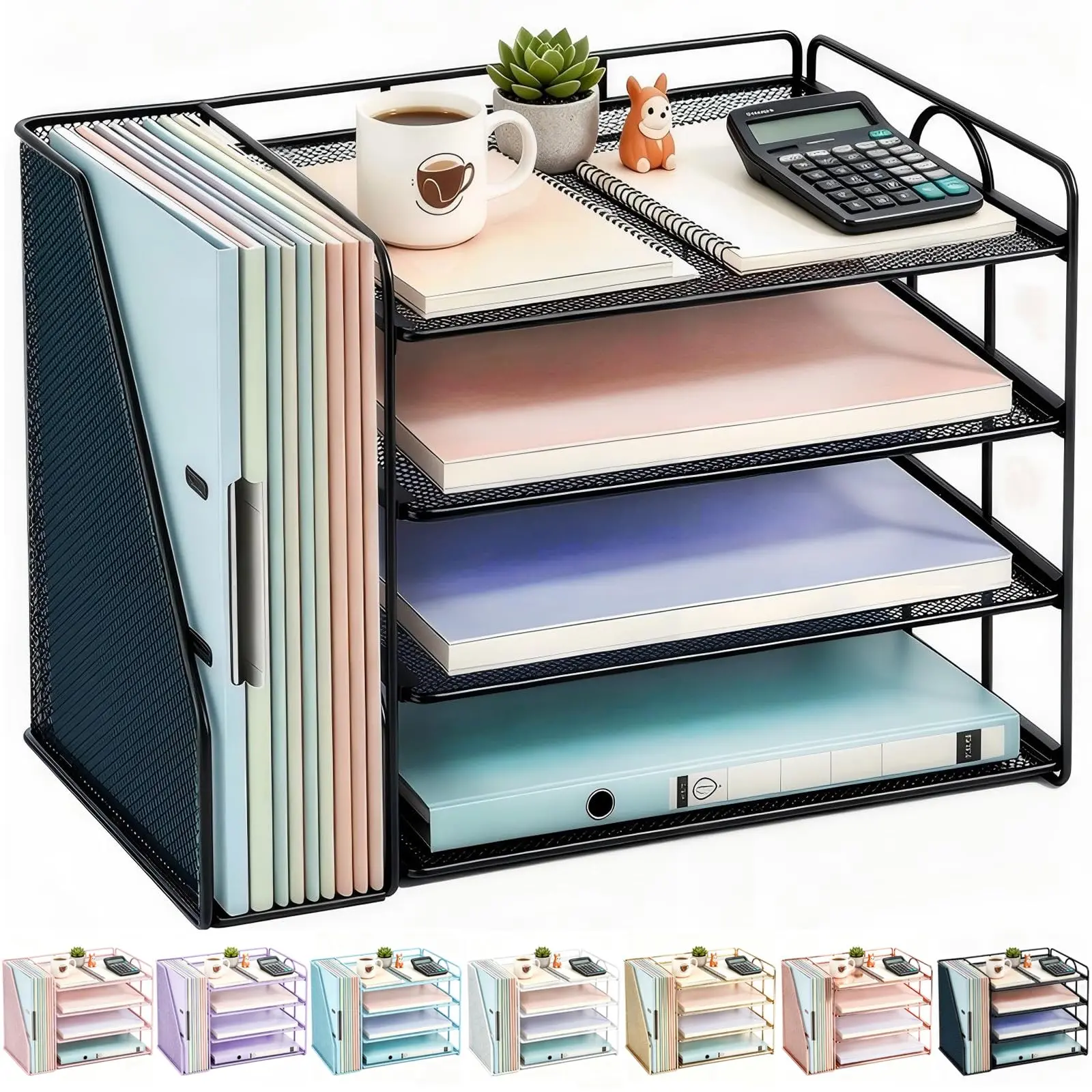4-Tier Paper Organizer With Magazine Holder