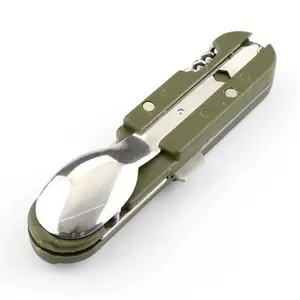 Portable Stainless Steel Camping Picnic Cutlery Set, Foldable Travel Utensils Knife Fork Spoon, Durable Outdoor Dining Accessories