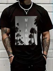 Miami Beach T-shirt Florida South Beach Commemorative Gift T-shirt Men's and Women's Pattern T-shirt