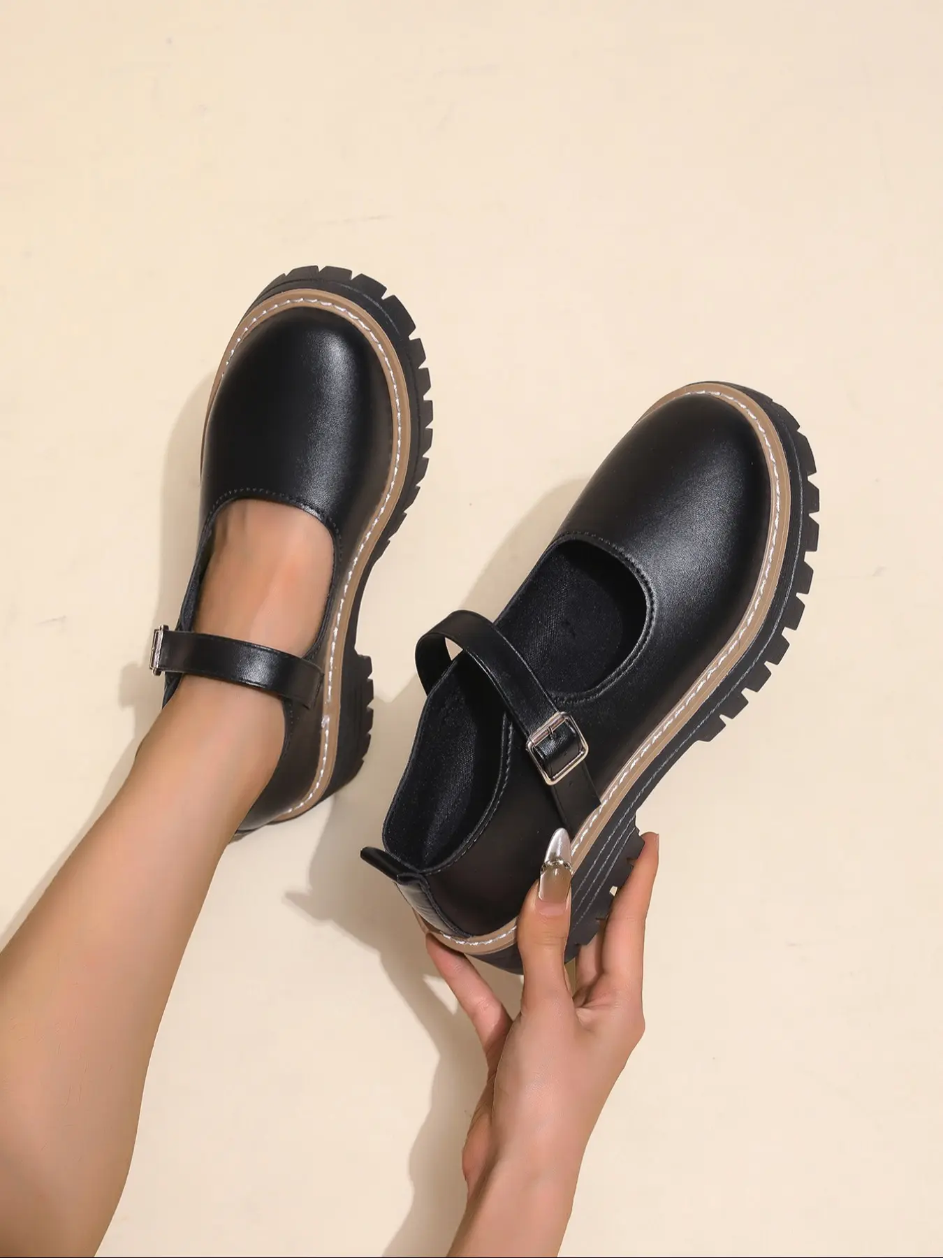 Women's Classic Mary Jane Shoes, Casual Shoes, Versatile Shoes, Vintage Buckle Design, Thick Sole Height Increase, Sweet Cool Style, Perfect for Daily Wear & Outdoor Activities