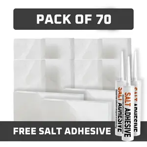 White Salt Tiles For Walls - Pack of 70 With 2 Free Salt Adhesive