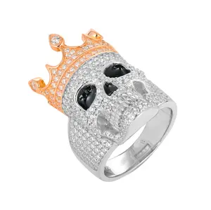 【#R361 】UCCIYO 18K Gold-Plated Skull Ring with Lab-Grown Moissanite S925 Sterling Silver Synthetic Moissanite Ring for Women Men Hip Hop Jewelry Gift