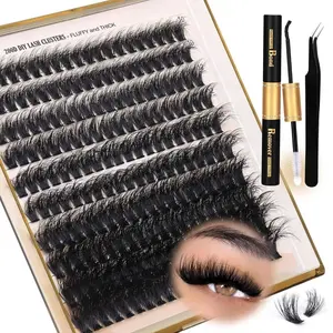 Thick Eyelash Extension Kit Volume Lash Clusters Kit 10-18mm Individual Lashes Clusters  DIY Lash Extension Kit Clusters Lash