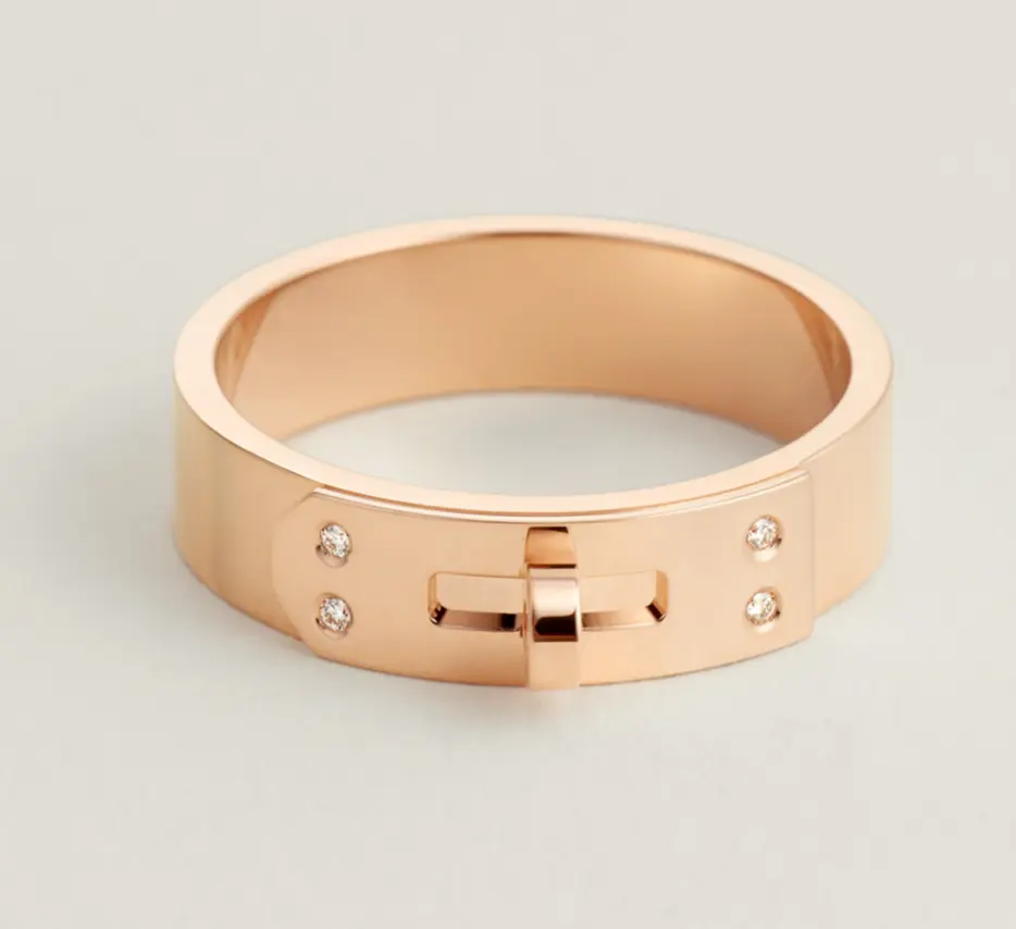 Pre-owned Hermes Kelly ring, small model with 4 dias，rose gold，size51（US 5.75）