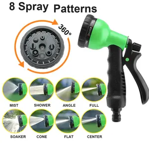 Garden Hose Nozzle, ABS Water Spray Nozzle with 8 Adjustable Watering Patterns, Slip Resistant Grip for Watering Plants, Lawn & Garden, Washing Cars, Cleaning, Showering Pets & Outdoor Use