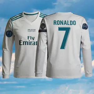 C.Ronaldo 2017-18 Retro Home White Away Black Blue No.7 Long-Sleeved Short-Sleeved Football Shirt