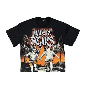 Mixed Emotion Angel Twins Rhinestone Tee Black