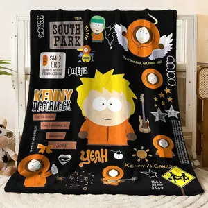 South Park Themed Flannel Blanket - Kenny McCormick Character & Iconic Elements Print Soft Throw Blanket, Cozy Warm Plush Blanket for Bedroom Living Room Sofa Couch, All - Season Lightweight Blan