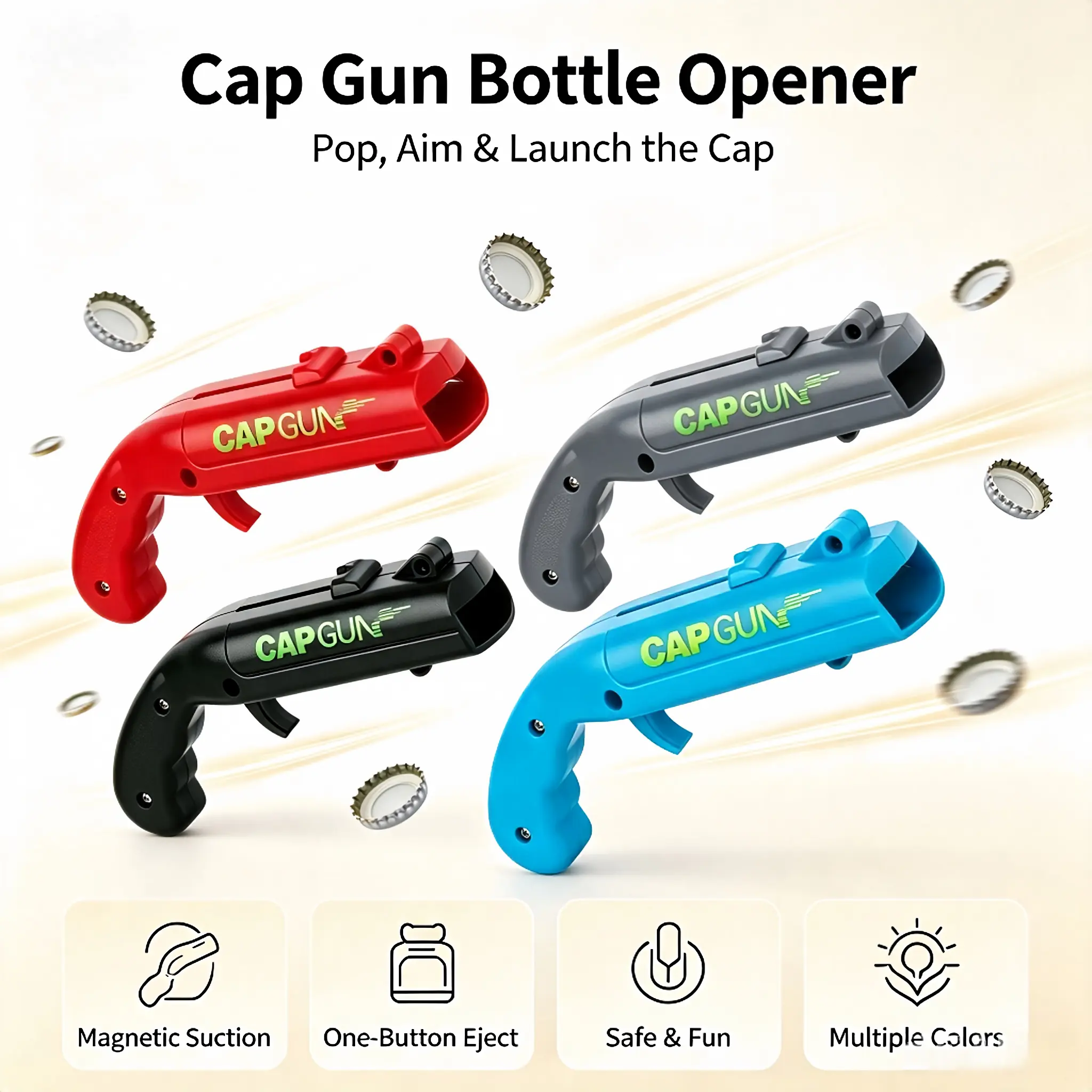 Bottle Opener Creative Funny Launcher Shooter Beer Cap Bottle Opener Funny Shoots Party Game Use Bottle Opener Gifts for Men Friends Drinking Partners for BBQ Bar Outdoor Home Party Gathering Kitchen Bar Accessories Gadgets