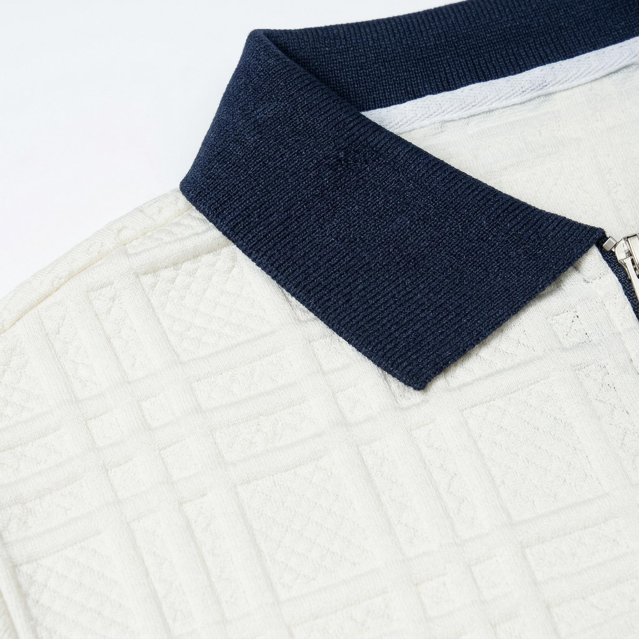 Mens Textured Half Zip Polo Shirt, Breathable Short Sleeve Golf Casual Tee for Men