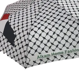 Palestine Kuffiyah with Map Umbrella  Akam Home Fashion Umbrella, with and black with Palestine flag
