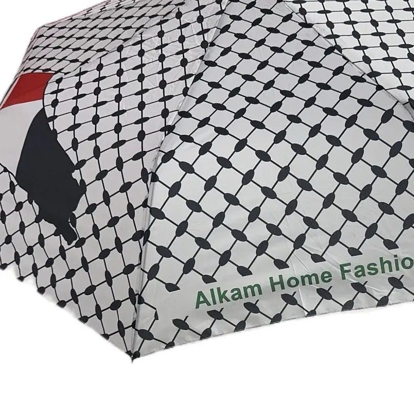 Palestine Kuffiyah with Map Umbrella  Akam Home Fashion Umbrella, with and black with Palestine flag