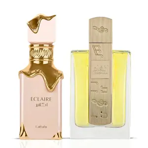 Eclaire & Angham Eau de Parfum Sprays, 100ml (3.4 oz) by Lattafa | Caramel Comfort Meets Spiced Sophistication (Bundle)