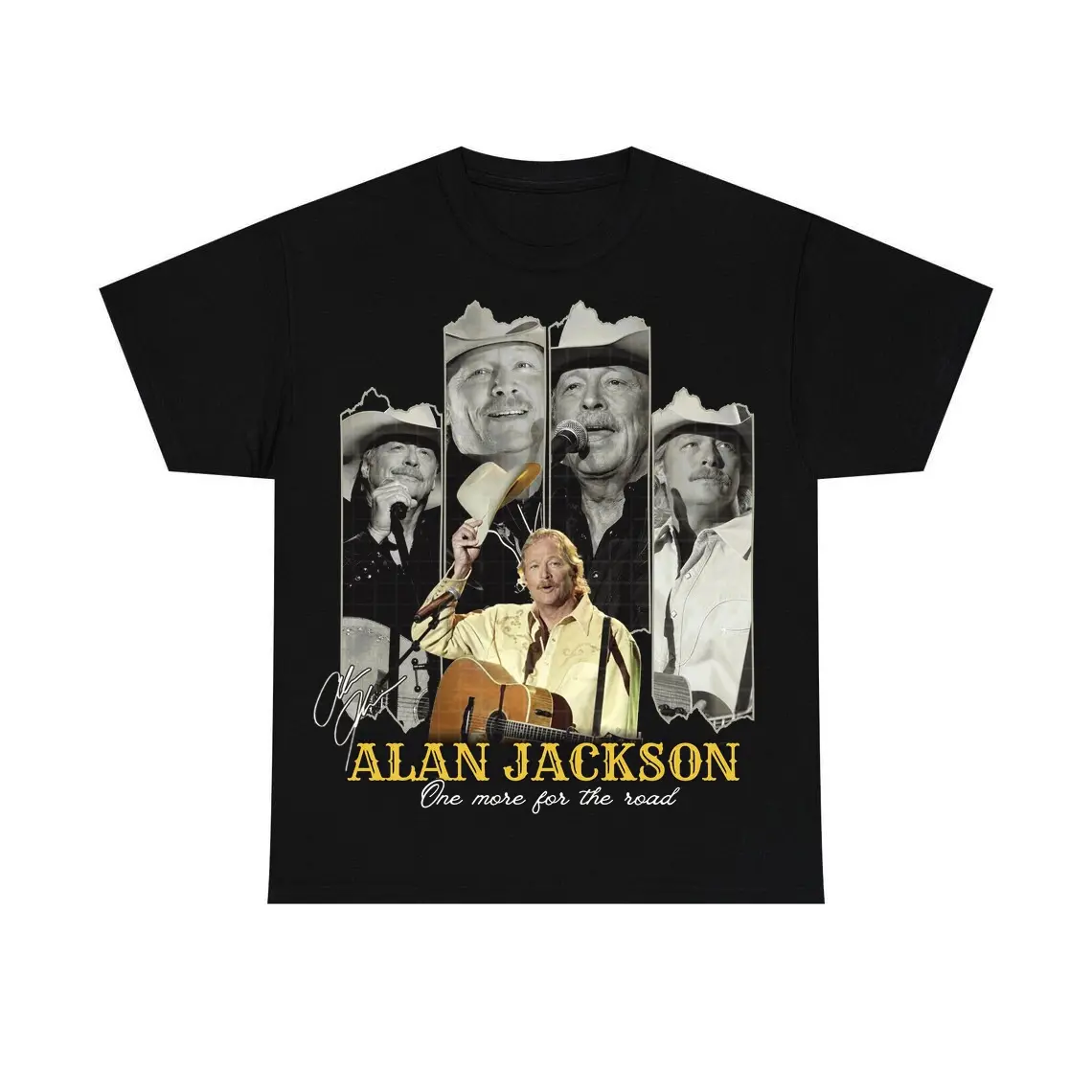 Women's Cotton Short-Sleeve Crew Neck Basic Alan Jackson Retro Digital Print Fitted T-Shirt - All Seasons Top for Classic Country Music Fans, 2XL, Shortsleeve, Clothes, 5Xl