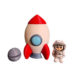 3d Printed Flexi Astronaut Figure - Rocket Egg - Moon Clicker Fidget Space Imagine