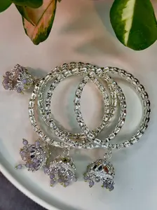 Mirror Work Bangle With Jhumka Set