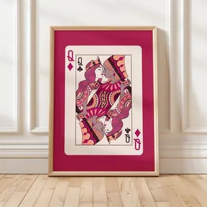 [Sale Up To 40%] [Unframed] Queen of Hearts Lesbian Wall Art, LGBTQ+ Love Print for Two Queens, Queer Valentines Decor, Lesbian Couple Wall Print Gift