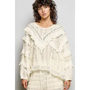 Anna Cream Lace and Gauze Top