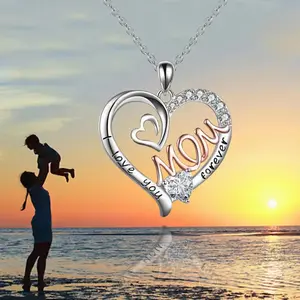 Zircon necklace mom double love two-color necklace ladies daily wear Mother's Day gift