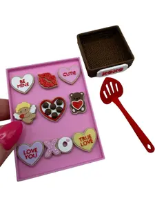 Mini 3D Printed Valentine's Day Cookie Set- sheet, basket, conversation hearts, kiss, teddy bear, chocolates, XO decor Decorative Seasonal Gift