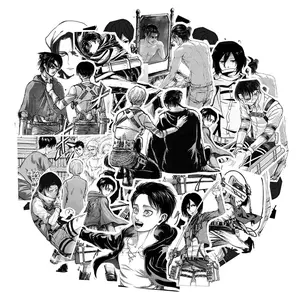 10/30/70pcs Attack on Titan Anime Stickers Cool Cartoon Black White Decal DIY Skateboard Laptop Phone Car Waterproof Sticker