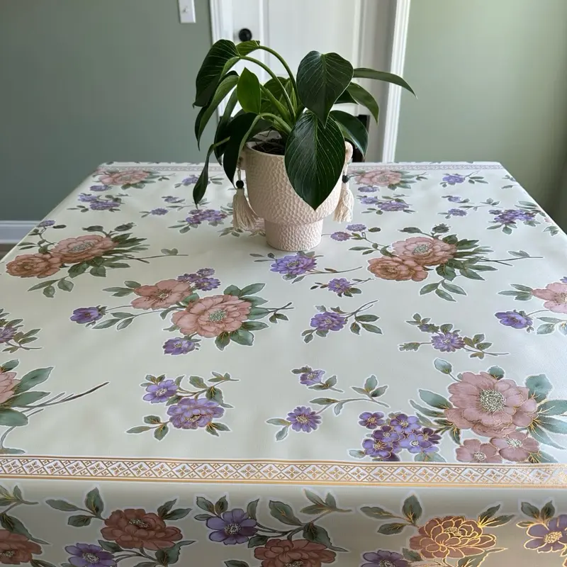 Heavy Duty Vinyl Tablecloth with Polyester Backing Waterproof Oil-Proof Plastic Table Cloth Stain-Resistant Wipeable Rectangle or Square Table Cover for Indoor and Outdoor