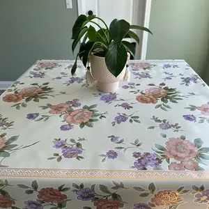 Heavy Duty Vinyl Tablecloth with Polyester Backing Waterproof Oil-Proof Plastic Table Cloth Stain-Resistant Wipeable Rectangle or Square Table Cover for Indoor and Outdoor