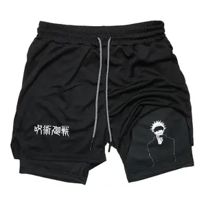 Casual Essential Shorts Men Tokyo Sorcerer Graphic Sweatpants Slim Fit Compression Training
