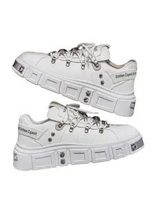 Men's Metal Thick Sole Gothic Boots Punk Style Lace-Up Combat Boots, Motorcycle Boots, Artificial Leather, All Seasons