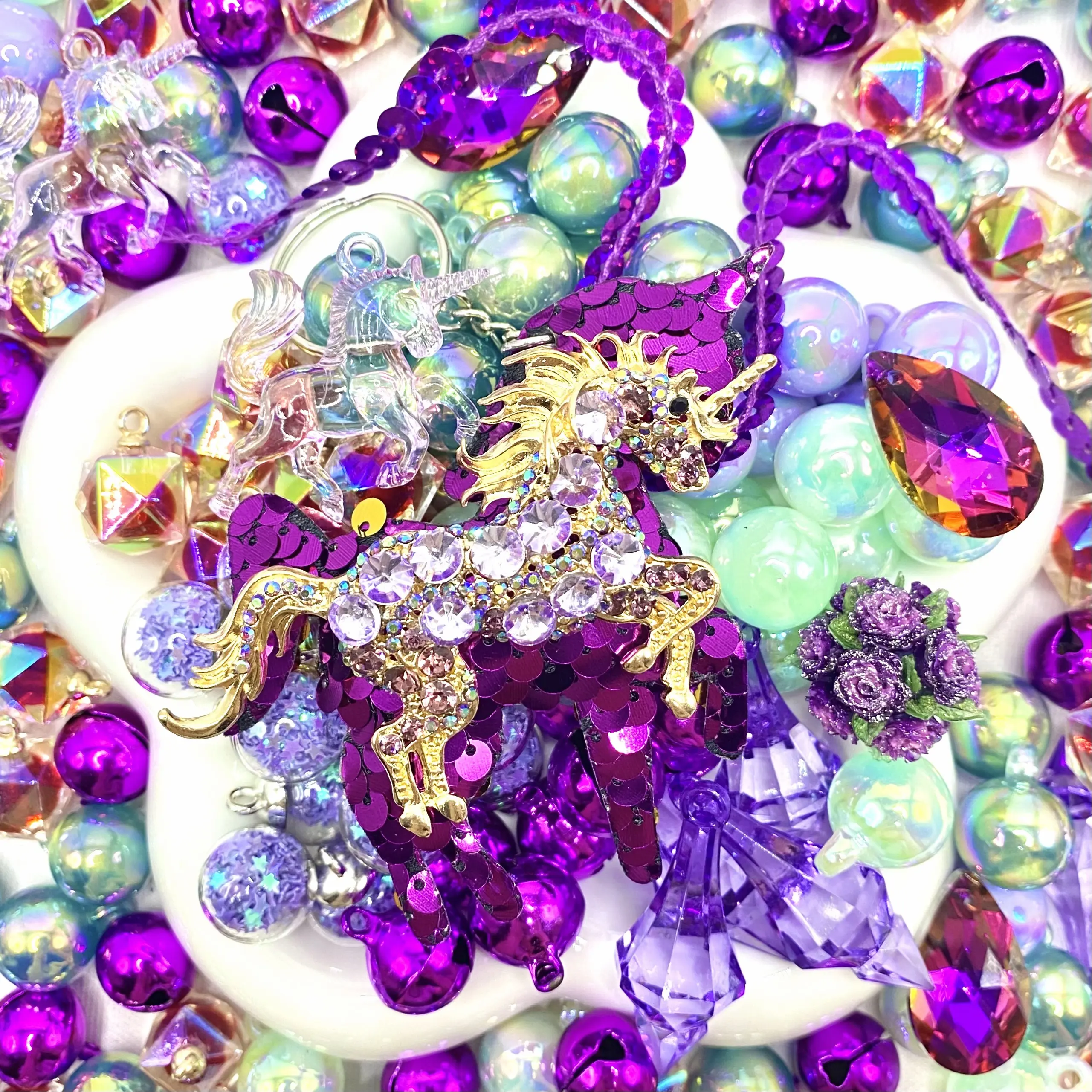 【Buy One Get One Equal Volume For Free】Unicorn-  Beads Mix for hanging Ornaments – 16mm Beads with Hook