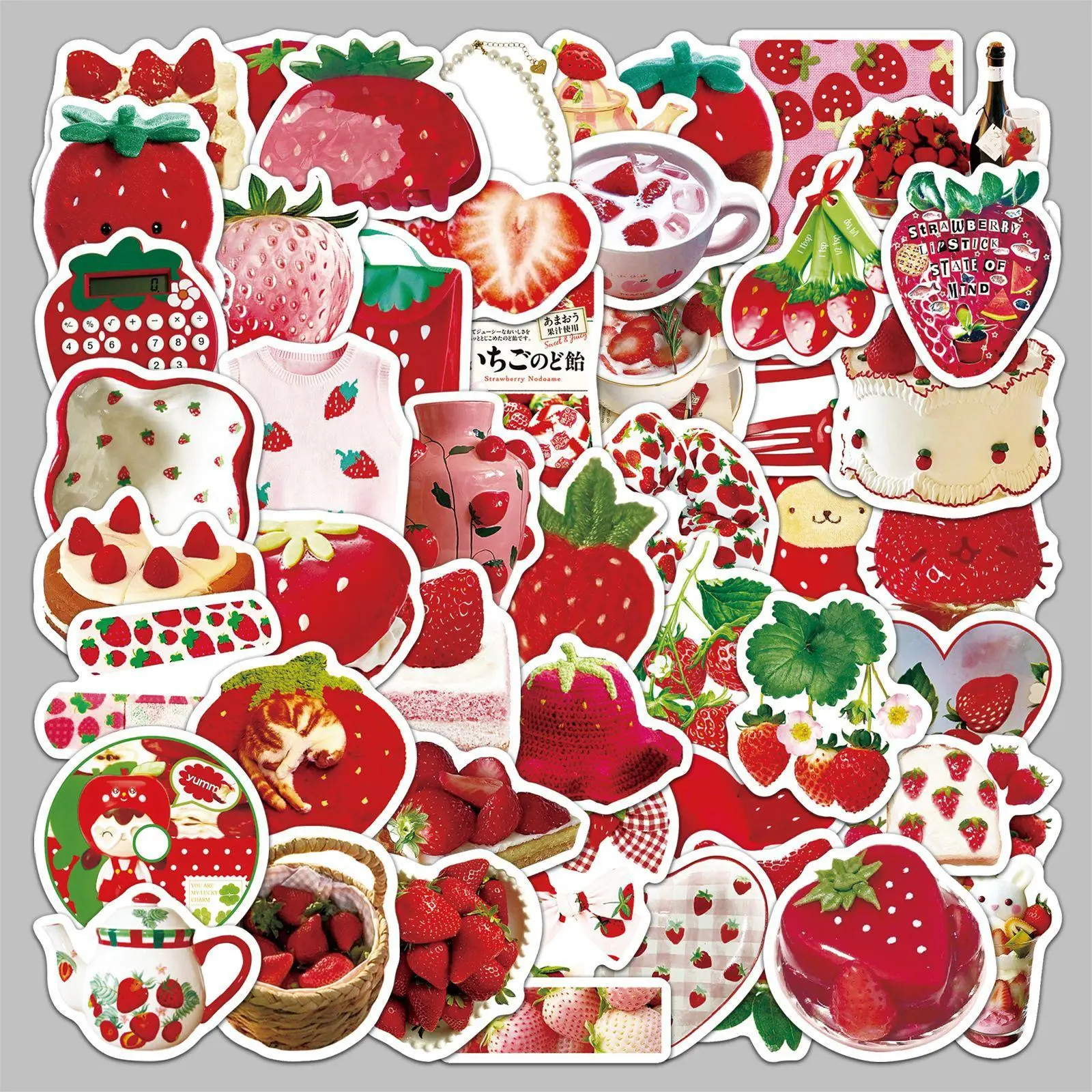 Strawberry Pattern Sticker, Cute Strawberry Series Sticker Paper, Decorative Sticker for Scrapbook, Journal, Notebook, Water Bottle, Car, Decal For Cars