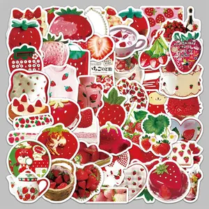 Strawberry Pattern Sticker, Cute Strawberry Series Sticker Paper, Decorative Sticker for Scrapbook, Journal, Notebook, Water Bottle, Car