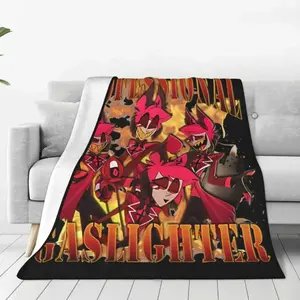 Hazbin Alastor Cartoon Hotels Blankets Flannel Professional Gaslighter Anime Lightweight Throw Blanket Bedding Couch BedspreadThanksgiving Father's Day Children's Day holiday gifts for family and children