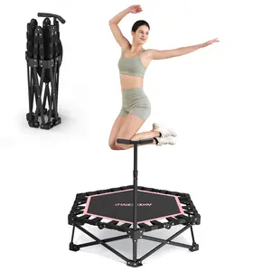HXD-ERGO Trampoline Outdoor with Height Adjustable Handle Foldable Rebounder Trampoline for Adults Indoor Fitness Equipment Easy to Use
