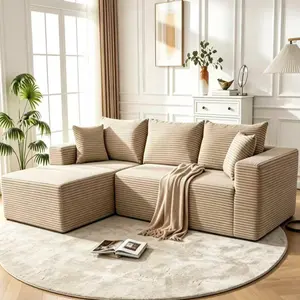 L-Shaped  Sofa  Chaise Lounge Soft Corduroy Living Room Furniture Couch Cloud Down Loveseat Blend Plush Comfy Chenille Modern Bean Bag Chair Bed Deals Holiday Big Memory Couch Fluffy Plush Deep Seat Extra Table ConsoleTall Farmhouse Kitchen Pantry Cabinet
